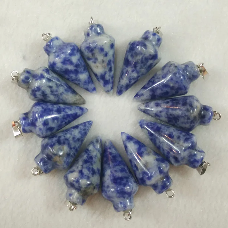 Wholesale 12pcs/lot natural spectrolite circular Cone Pendant for jewelry making